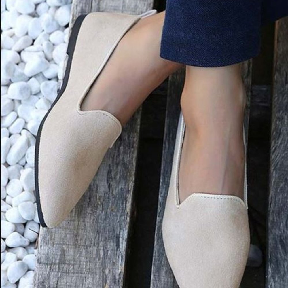 Beige Pointed-Toe Flat